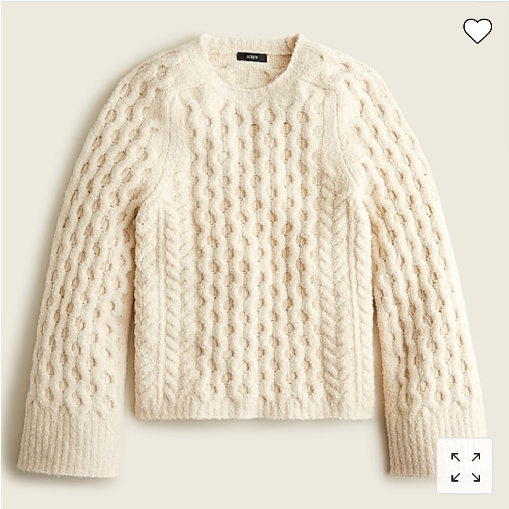 Cotton bouclé cable-knit sweater
